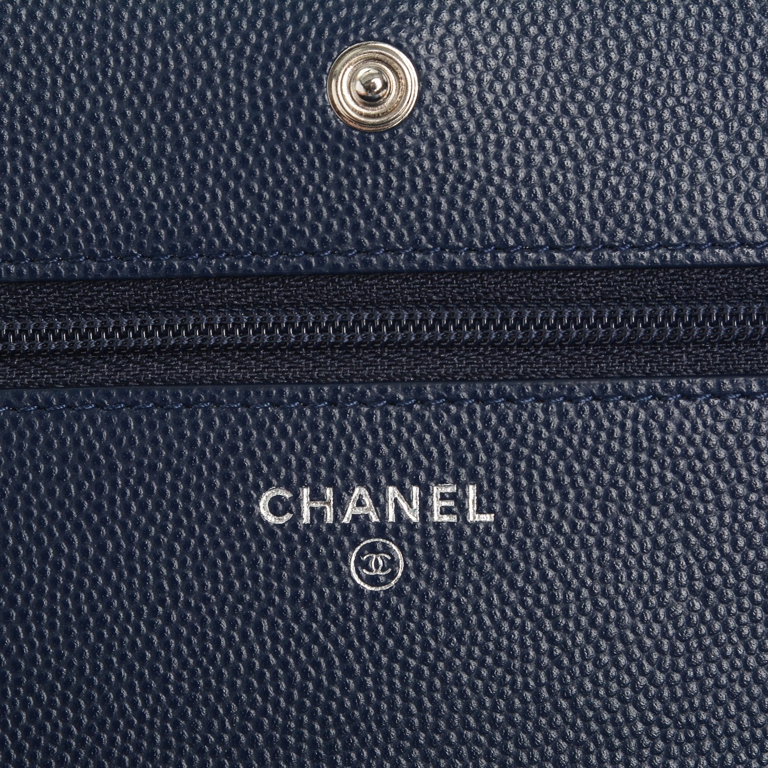 Chanel Caviar Chevron Wallet On Chain WOC Navy 6 of 8