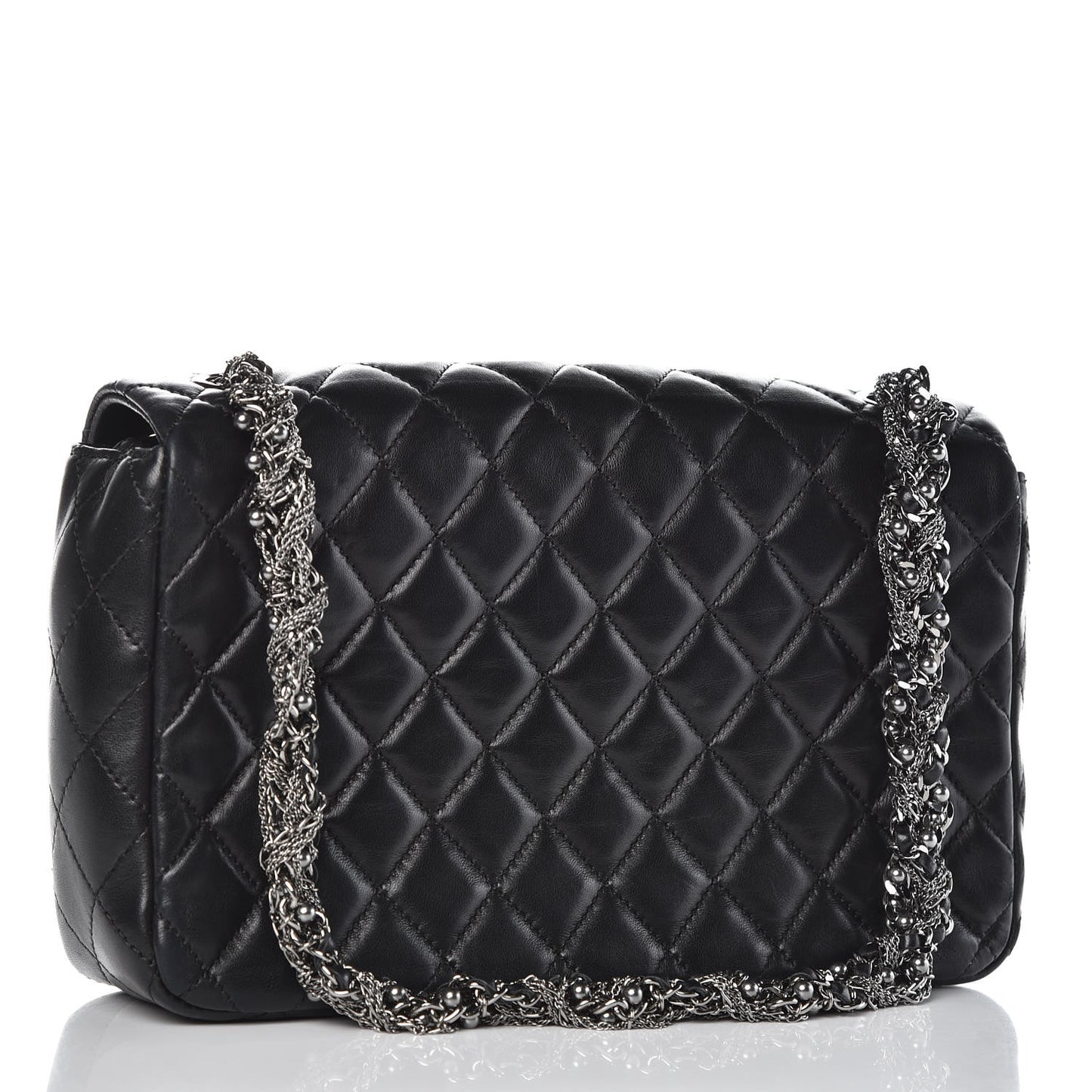 Lambskin Quilted Medium Westminster Pearl Flap Black