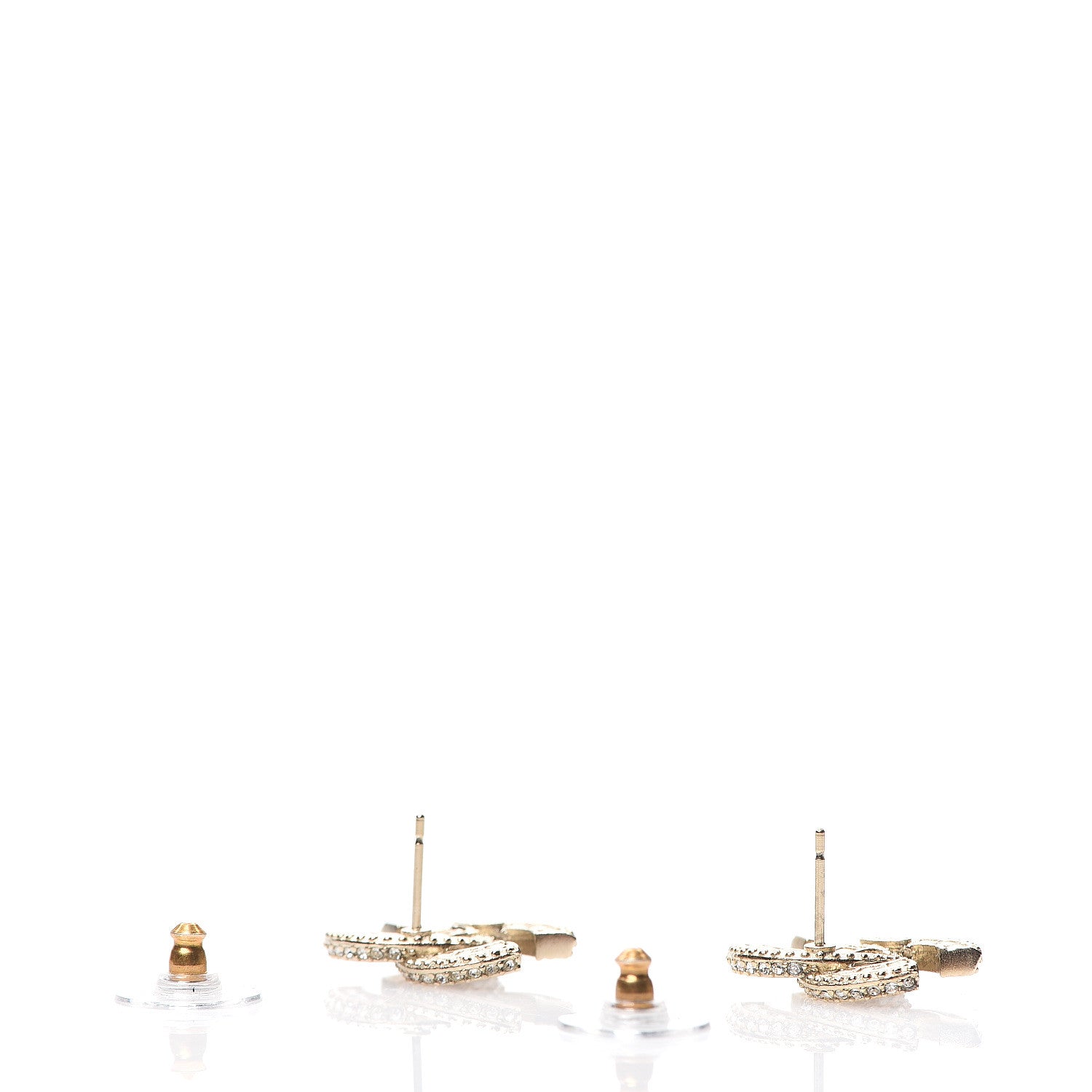 Chanel Crystal Timeless CC Earrings Light Gold 3 of 5