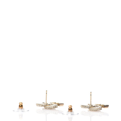 Chanel Crystal Timeless CC Earrings Light Gold 3 of 5