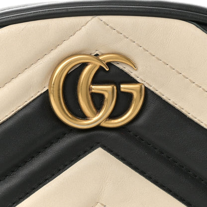 Gucci Calfskin Matelasse GG Marmont Belt Bag 85 34 Black White 9 of 15