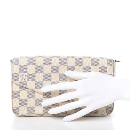 Louis Vuitton Damier Azur Pochette Felicie Chain Wallet Rose Ballerine 2 of 13