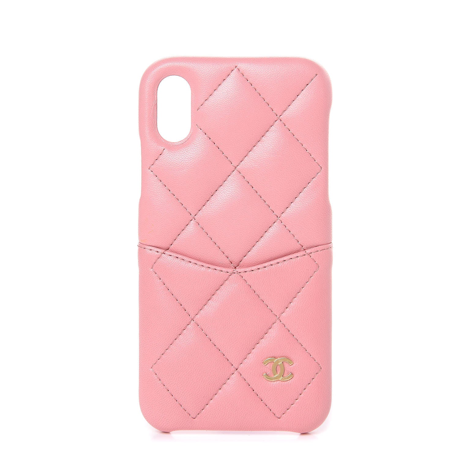 Chanel Lambskin Quilted iPhone X Coco Tech Case Pink 442396