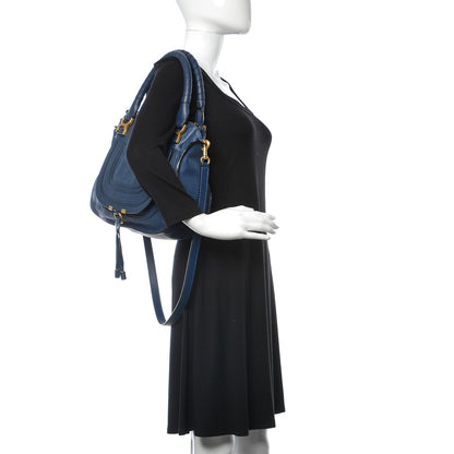 Chloe Calfskin Medium Marcie Satchel Royal Navy 3 of 11