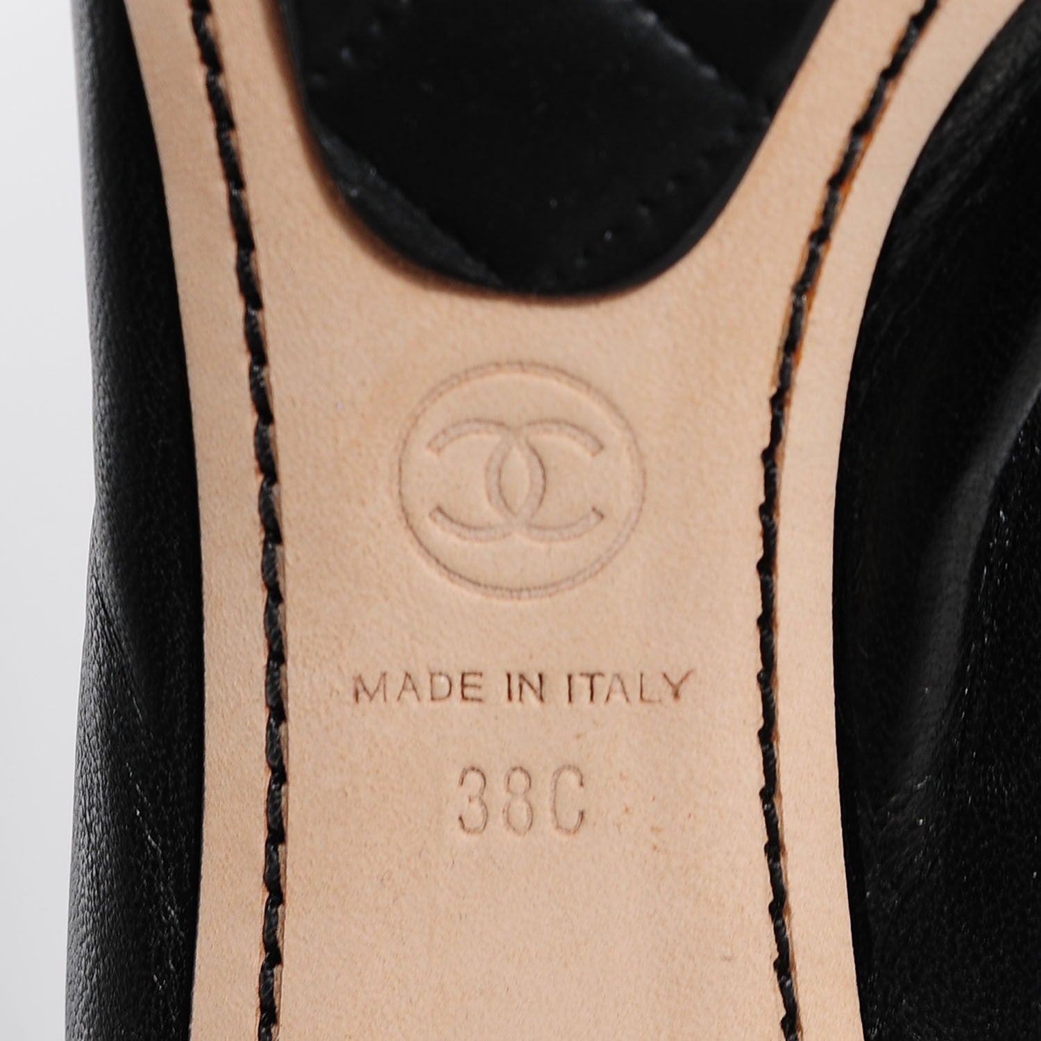 Chanel Lambskin Suede CC Elastic Cap Toe Ballerina Pumps 38 Black Grey 6 of 6