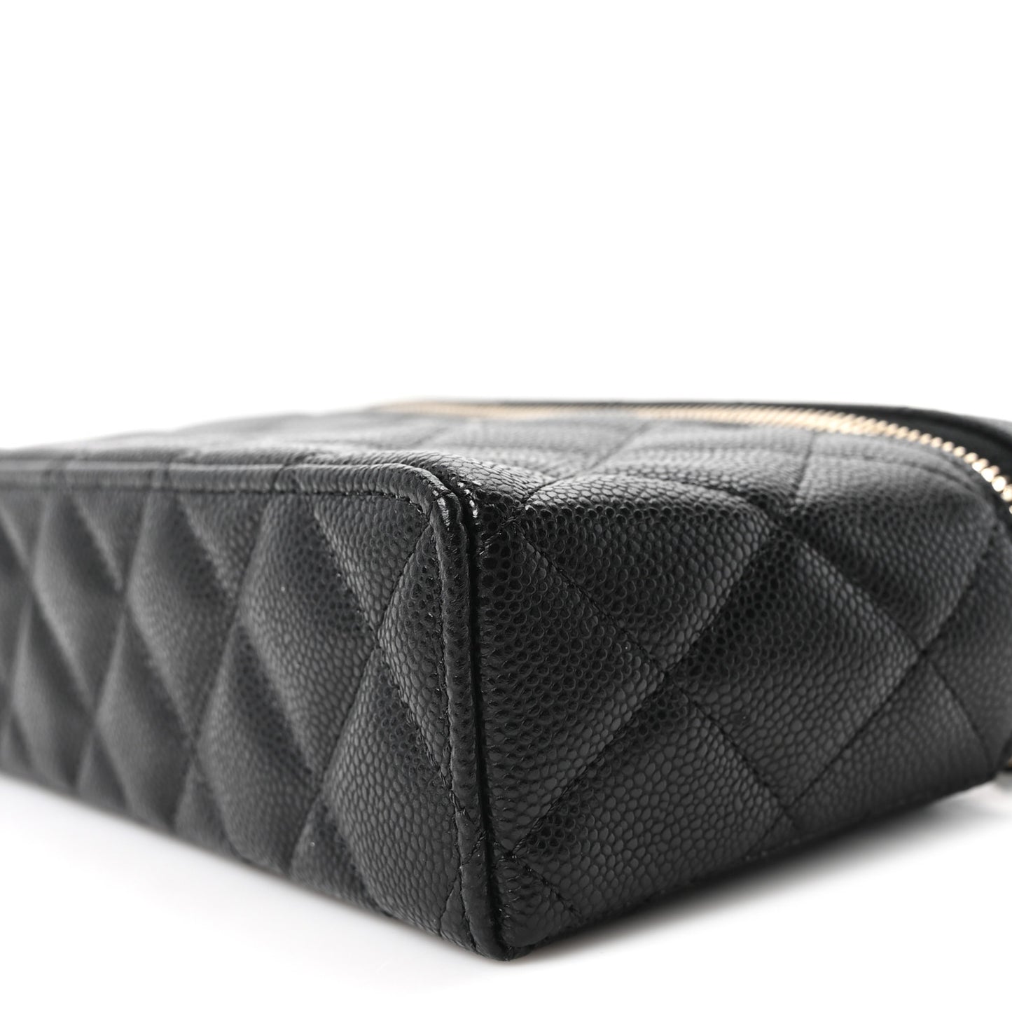 Caviar Quilted Top Handle Slim Vanity With Chain Black