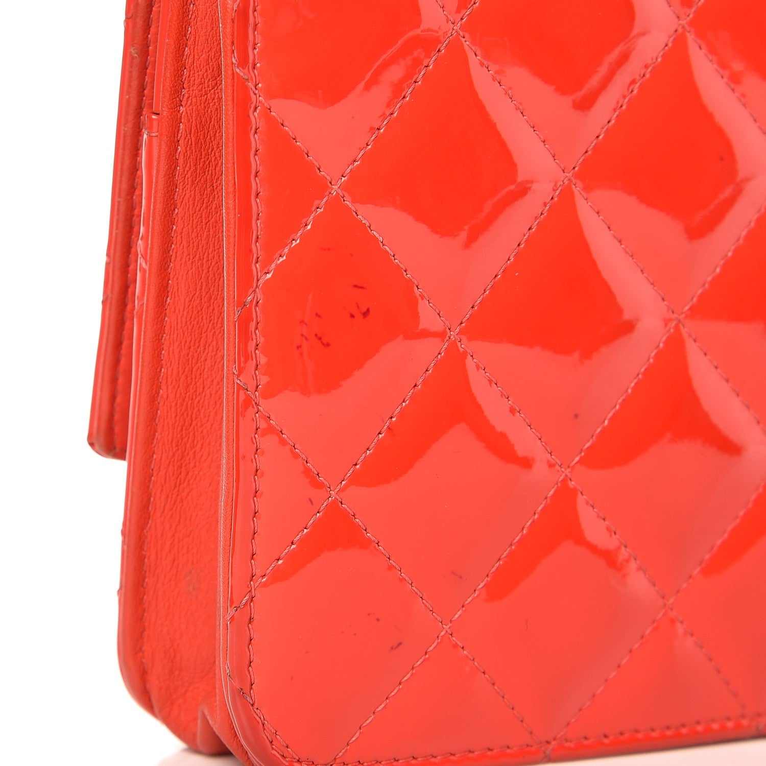 Chanel Patent Quilted Brilliant Wallet On Chain WOC Red 11 of 12