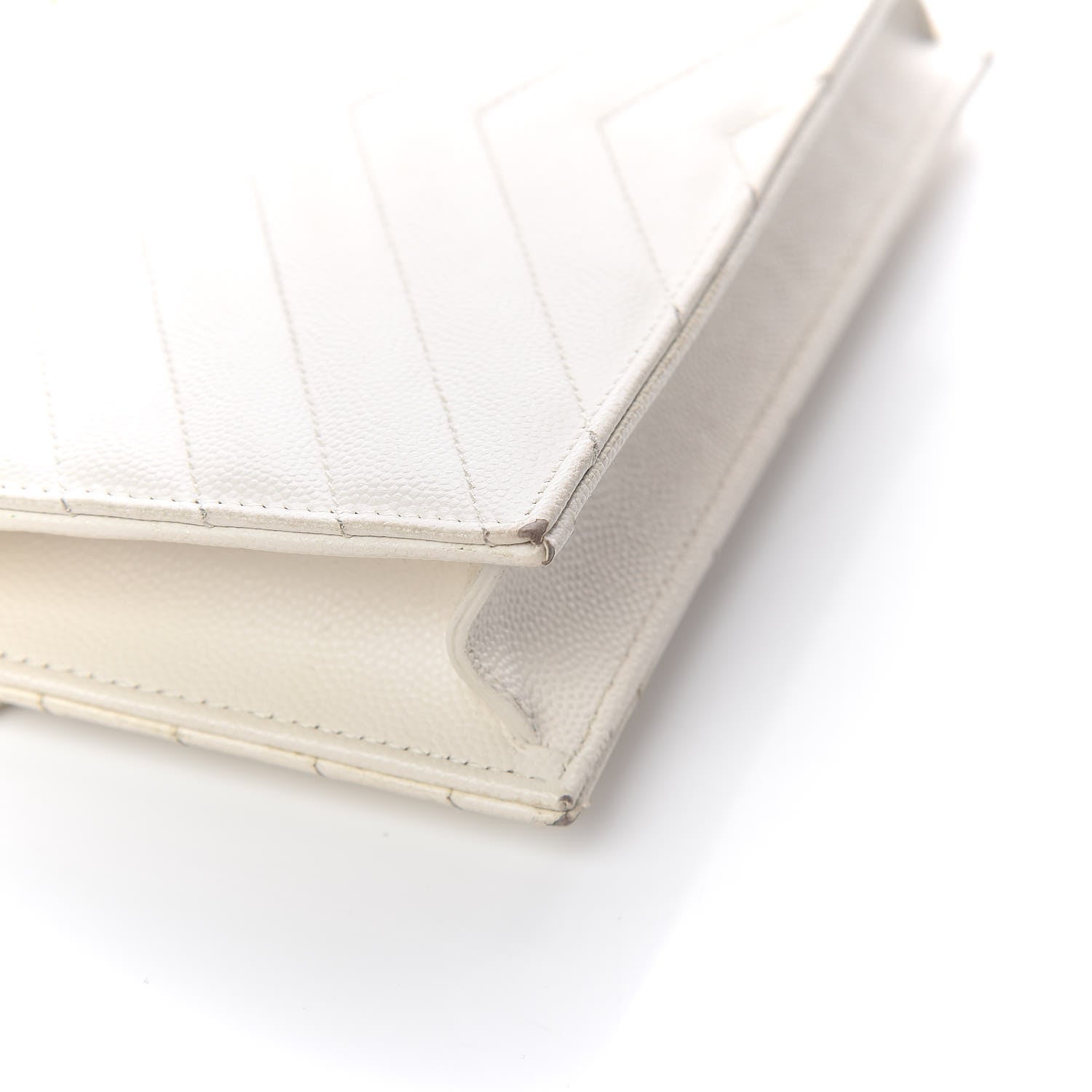 Saint Laurent Grain De Poudre Matelasse Chevron Monogram Envelope Chain Wallet Porcellana 7 of 14