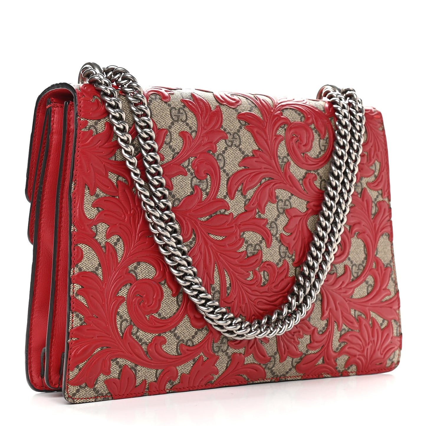 GG Supreme Monogram Arabesque Medium Dionysus Shoulder Bag Hibiscus Red