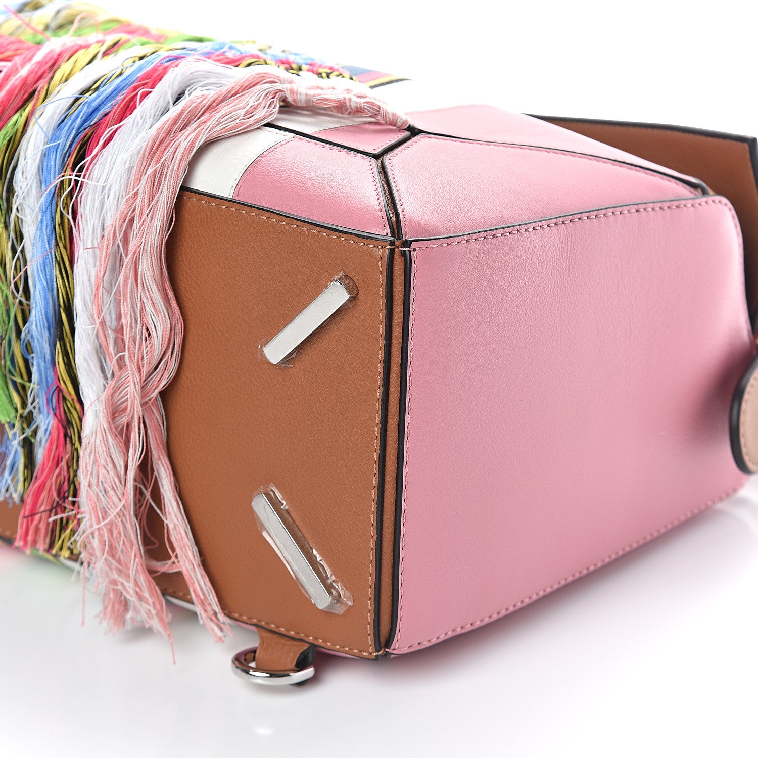 Loewe Calfskin Small Fringe Puzzle Bag Pink Multicolor 8 of 8