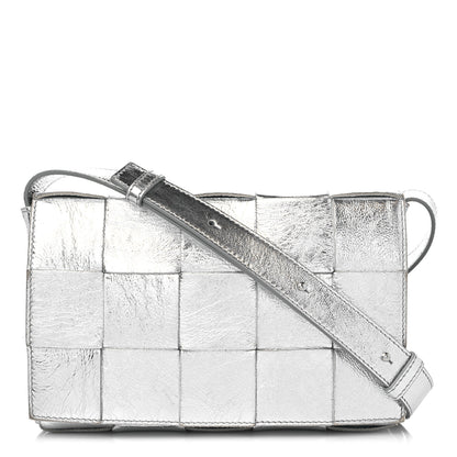 Bottega Veneta Metallic Lambskin Maxi Intrecciato Cassette Crossbody Bag Silver 1 of 10