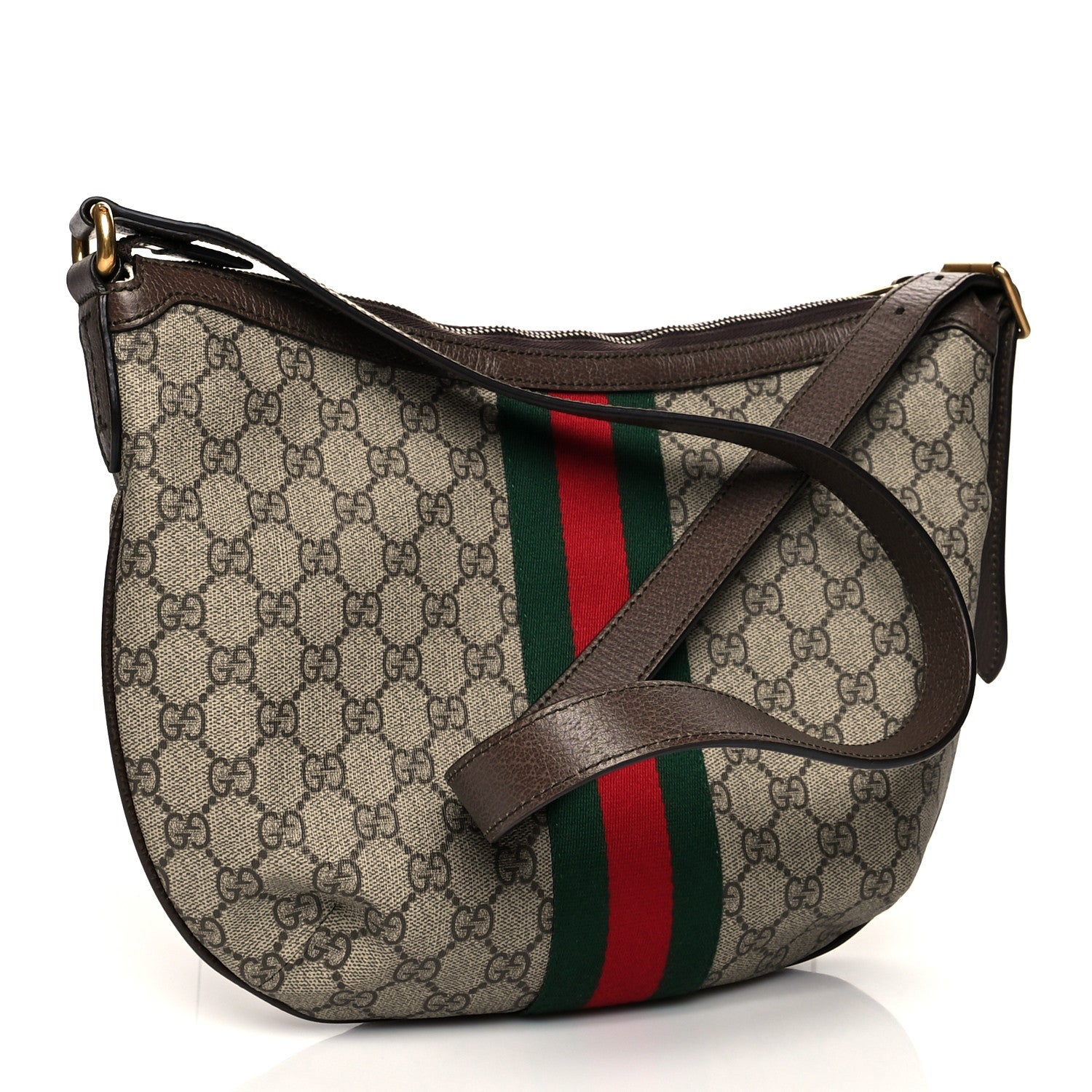 Gucci GG Supreme Monogram Web Small Ophidia Half Moon Hobo Brown 3 of 11