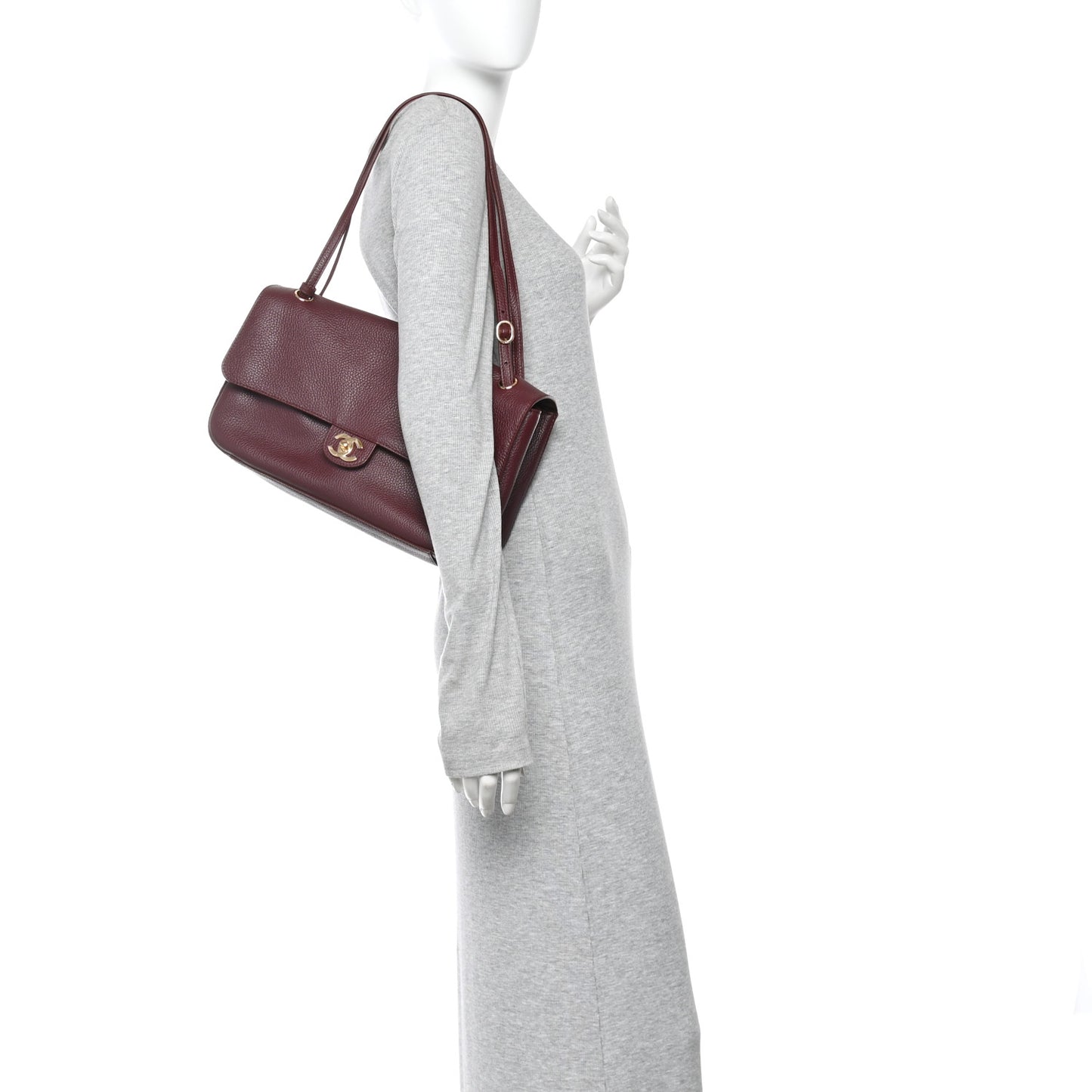 Grained Calfskin Small Souplissimo Maxi Flap Burgundy