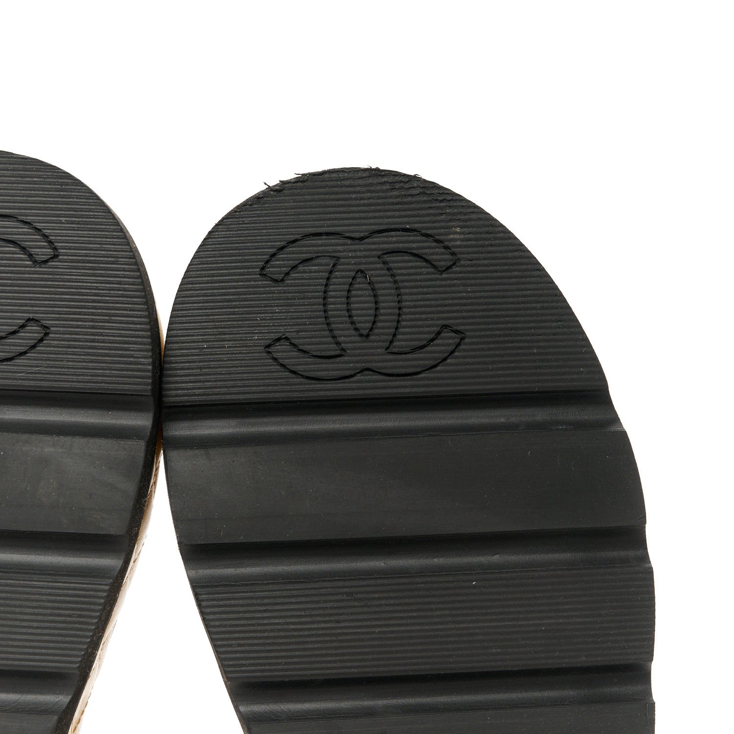 Chanel Lambskin Quilted Platform Sandals 38 Beige Black 6 of 9