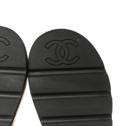 Chanel Lambskin Quilted Platform Sandals 38 Beige Black 6 of 9