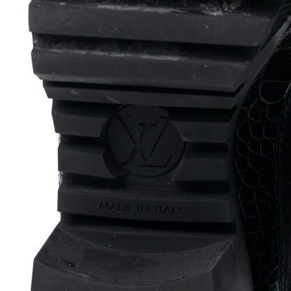 Louis Vuitton Suede Calfskin Crocodile Embossed Patent Monogram Laureate Platform Desert Boots 40 Black 15 of 18