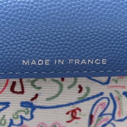 Chanel Caviar Quilted Textured CC Flap Card Holder Blue 7 of 9