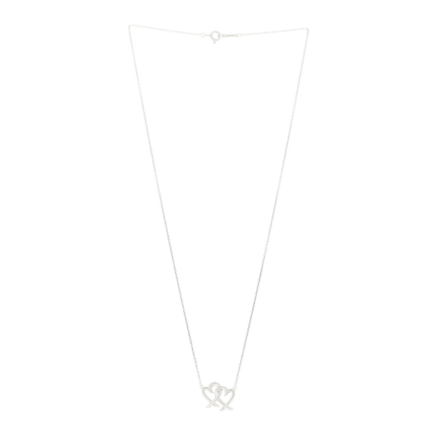 Tiffany Sterling Silver Paloma Picasso Double Loving Heart Pendant Necklace 3 of 4