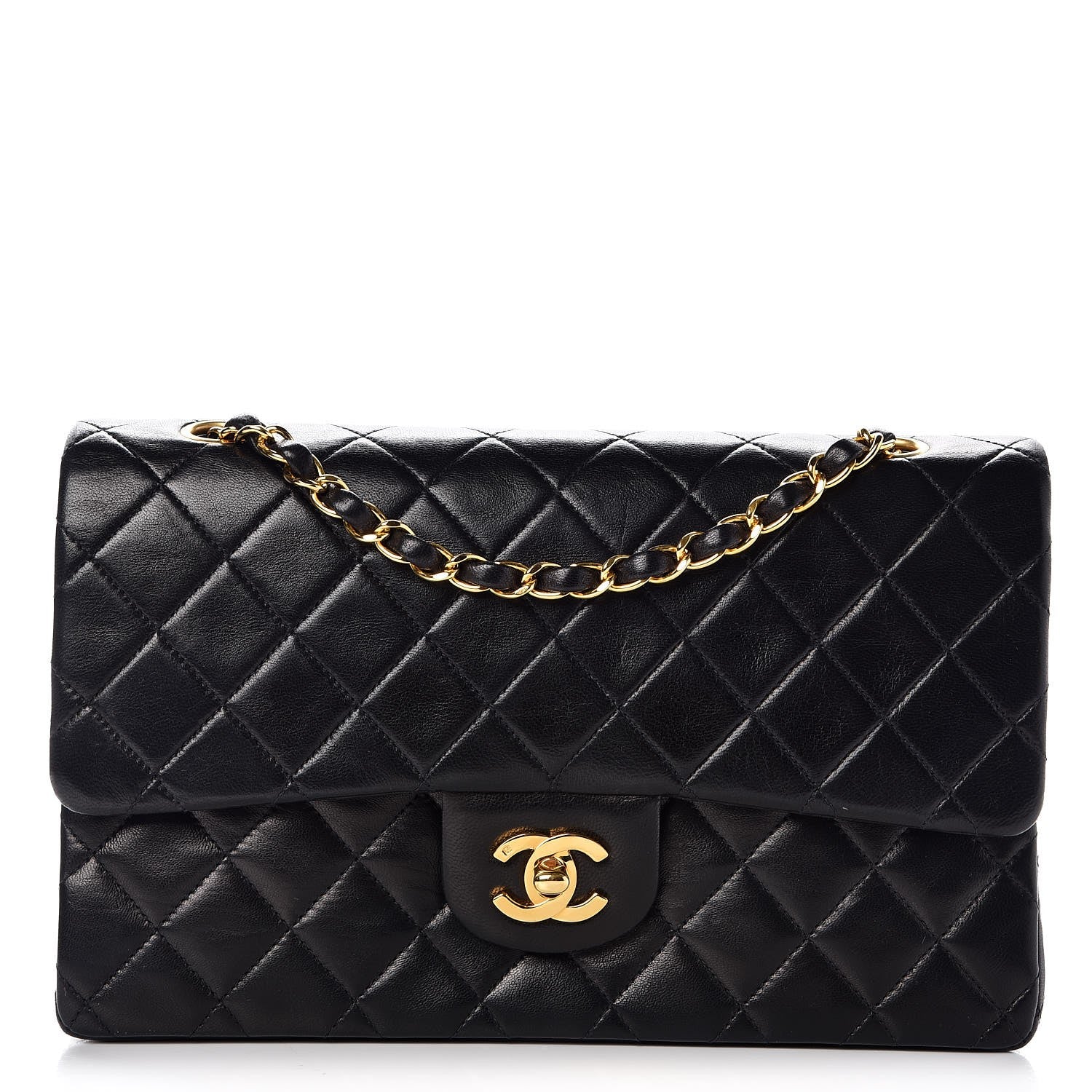 Chanel Lambskin Quilted Medium Double Flap Black 1 of 9