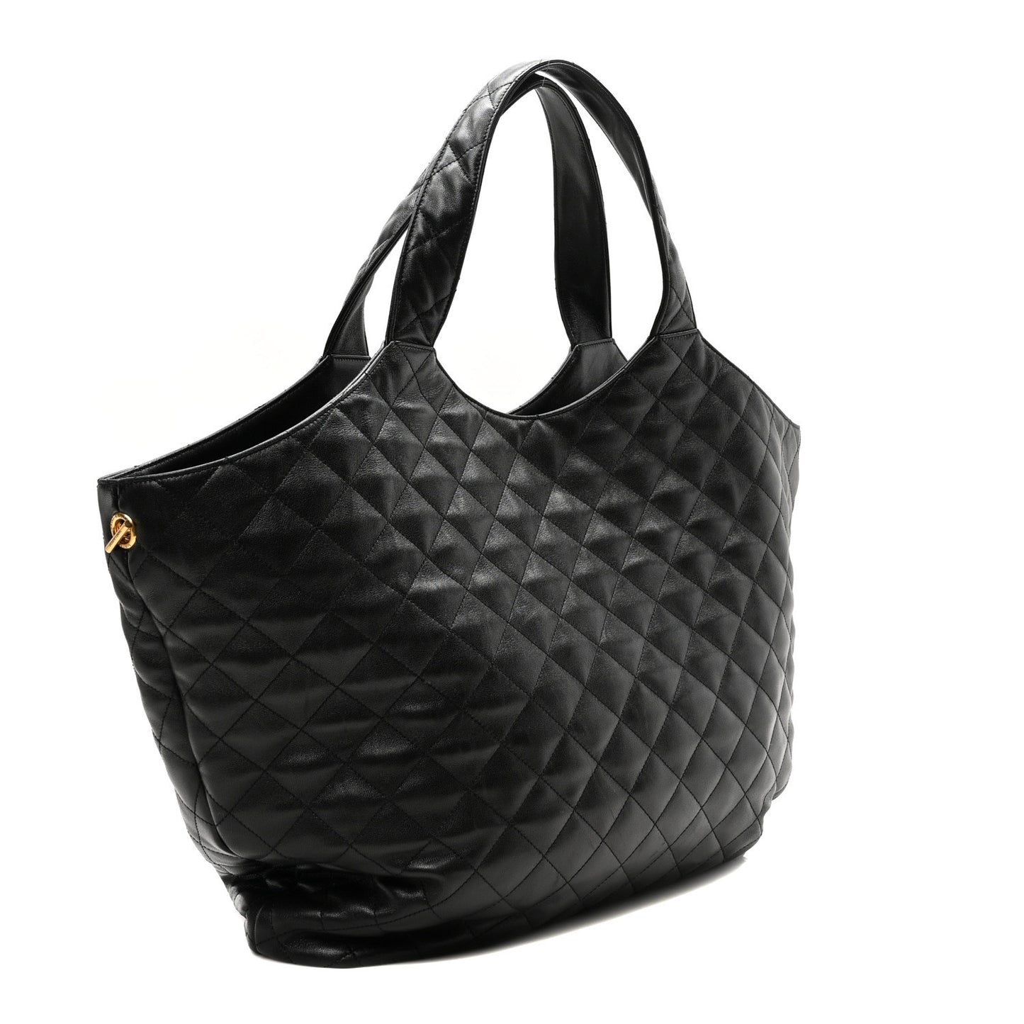 Lambskin Quilted Maxi Icare Shopping Tote Black