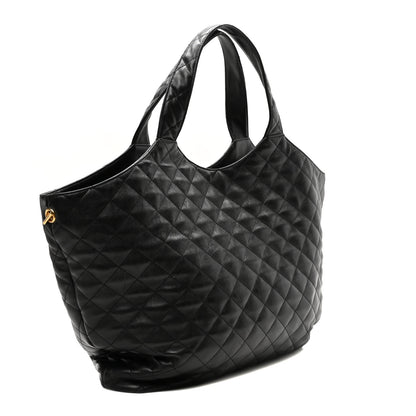 Saint Laurent Lambskin Quilted Maxi Icare Shopping Tote Black 3 of 10
