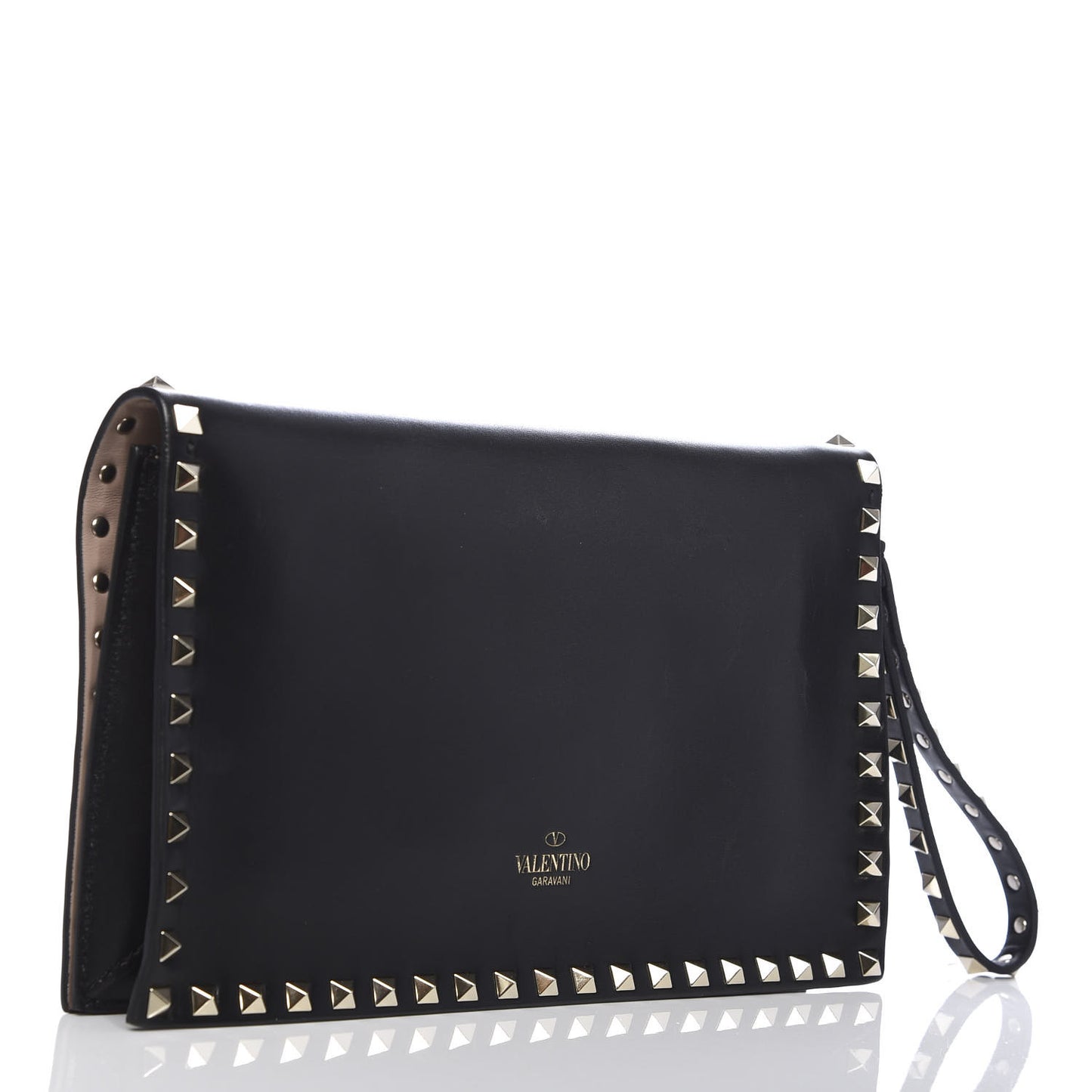 Nappa Rockstud Wristlet Clutch Black