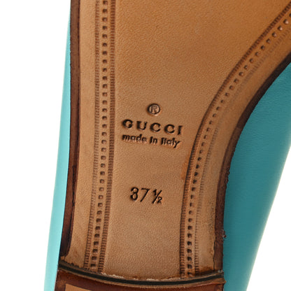 Gucci Lambskin Womens Brixton Horsebit Loafers 37.5 New Acquamarine 8 of 9