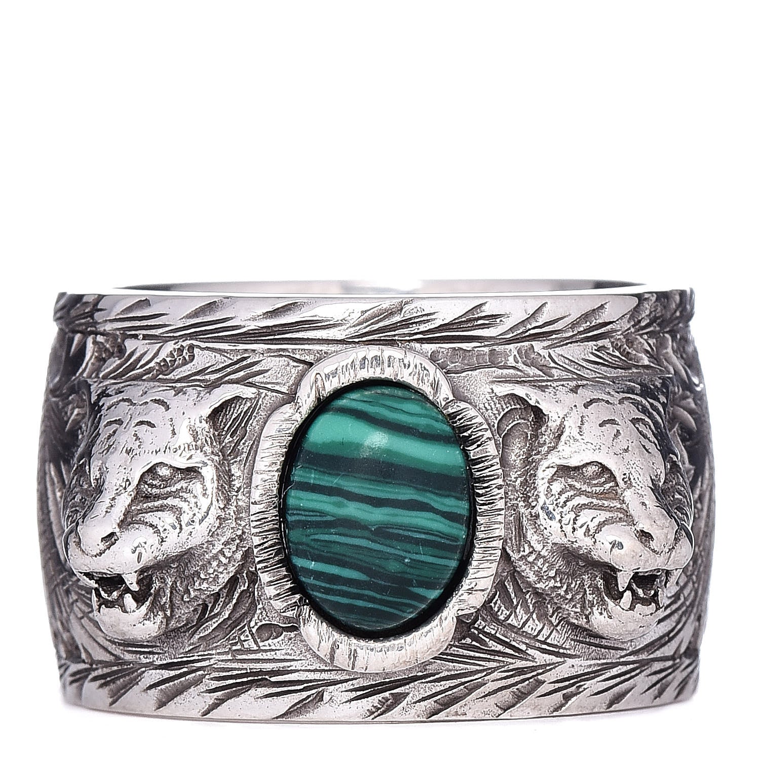 Gucci Sterling Silver Resin Feline Garden Ring Green 60 9 1 of 7