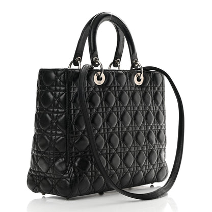 Christian Dior Lambskin Cannage Large Lady Dior Black 3 of 20