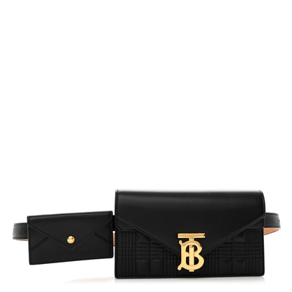 Burberry Smooth Calfskin Quilted Check TB Envelope Belt Bag Black 1 of 10