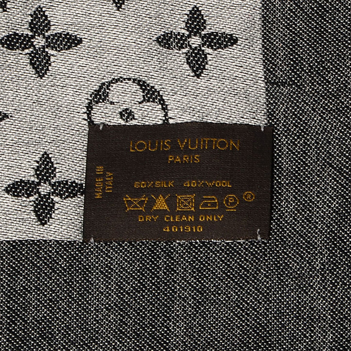 Silk Wool Monogram Denim Shawl Black