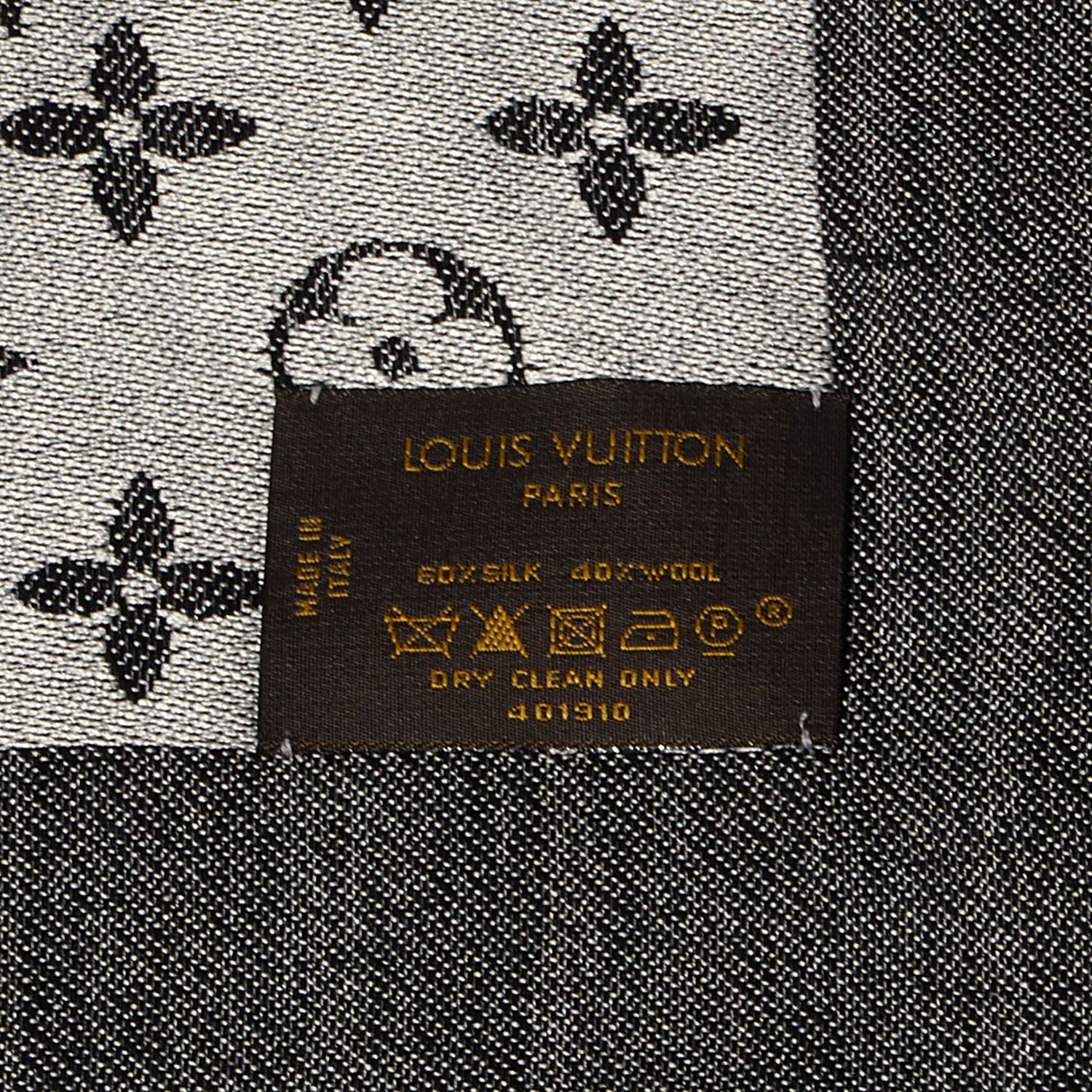 Louis Vuitton Silk Wool Monogram Denim Shawl Black 5 of 5