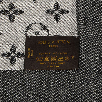 Louis Vuitton Silk Wool Monogram Denim Shawl Black 5 of 5