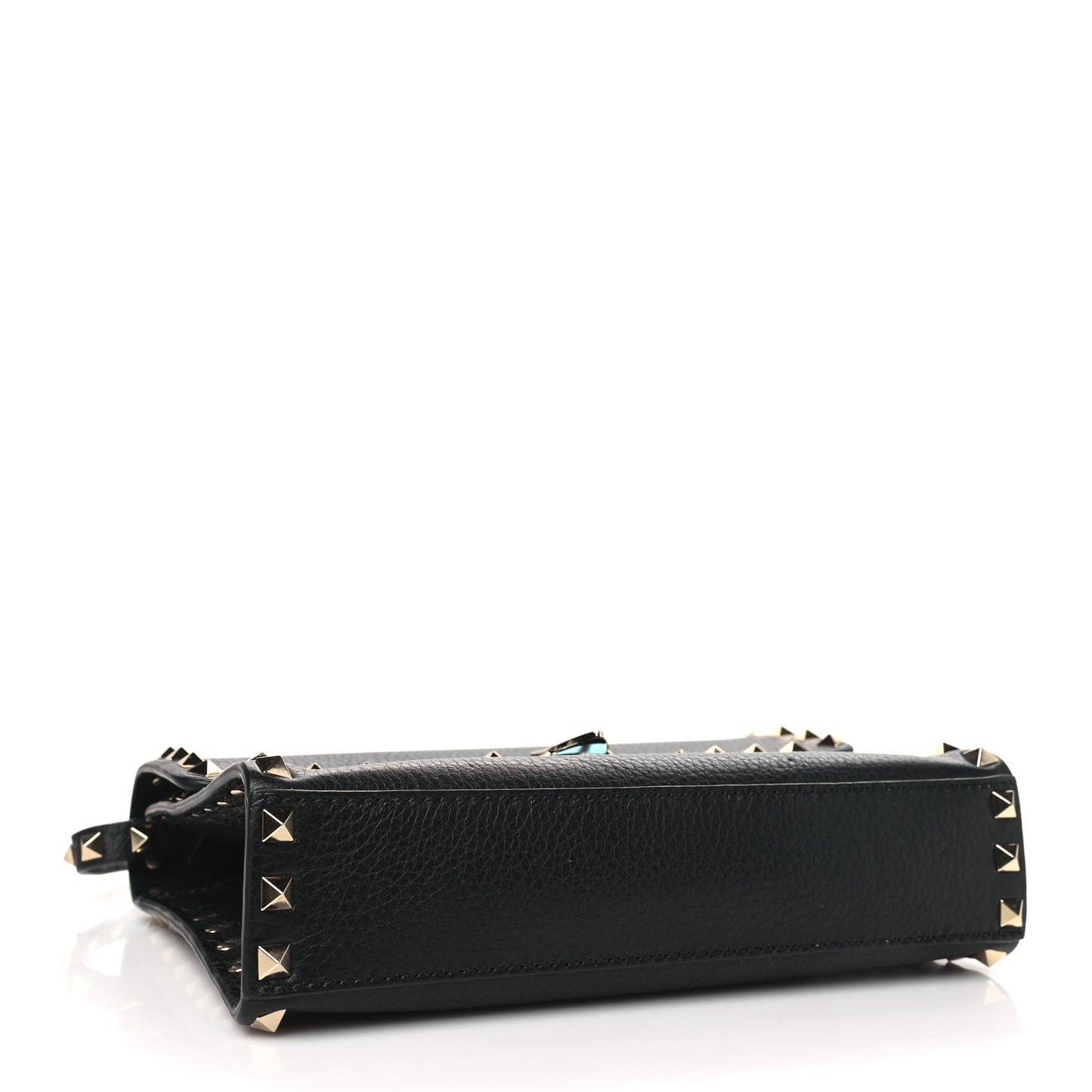 Pebbled Calfskin Medium Rockstud Flip Lock Crossbody Bag Black