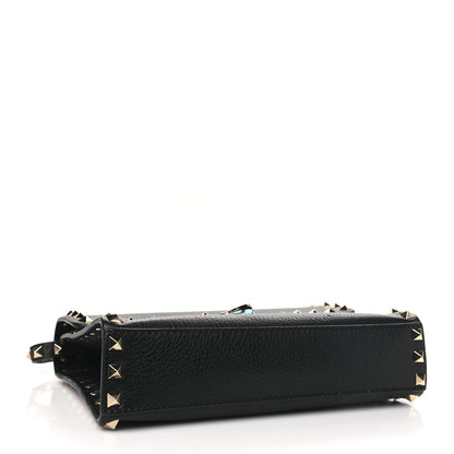 Valentino Garavani Pebbled Calfskin Medium Rockstud Flip Lock Crossbody Bag Black 4 of 9
