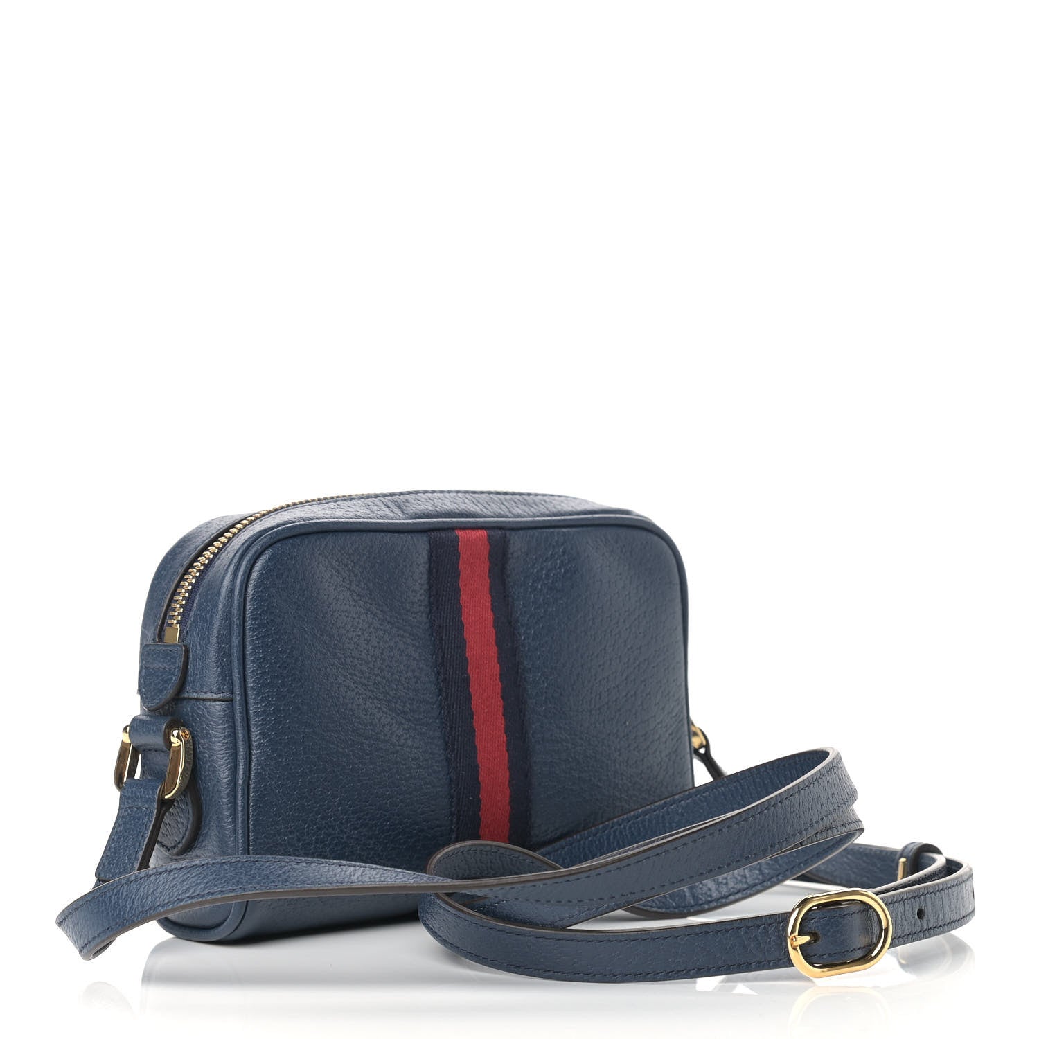 Gucci Textured Calfskin Web Mini Ophidia Shoulder Bag Blue Agata 3 of 9