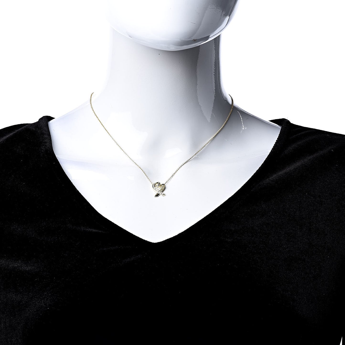 18K Yellow Gold Diamond Small Paloma Picasso Loving Heart Pendant Necklace