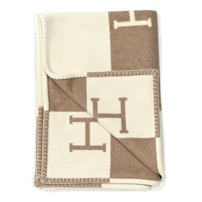 Hermes Wool Cashmere Avalon Baby Blanket Noisette Moyen White 2 of 3