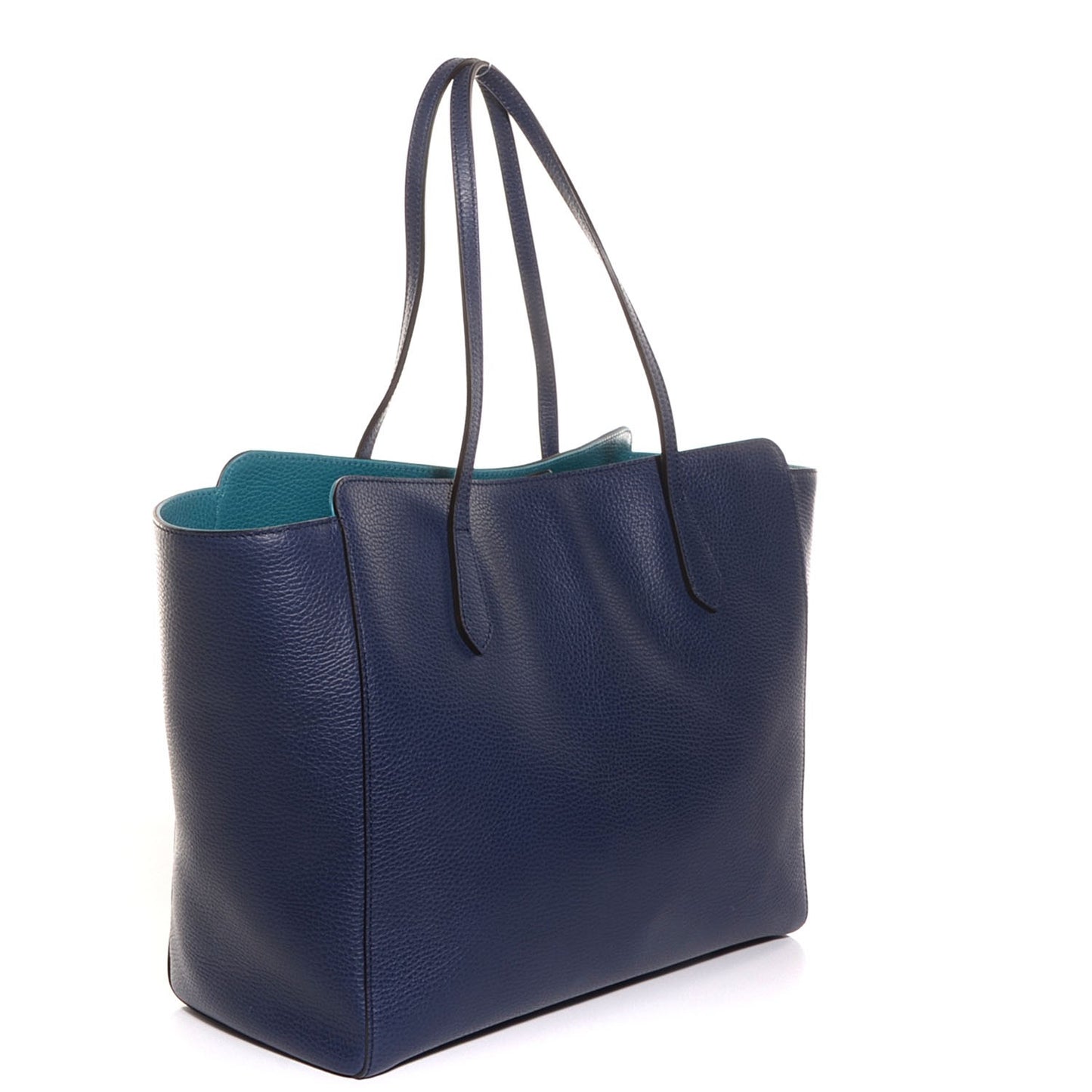 Dollar Calfskin Medium Swing Tote Marine Deep Cobalt
