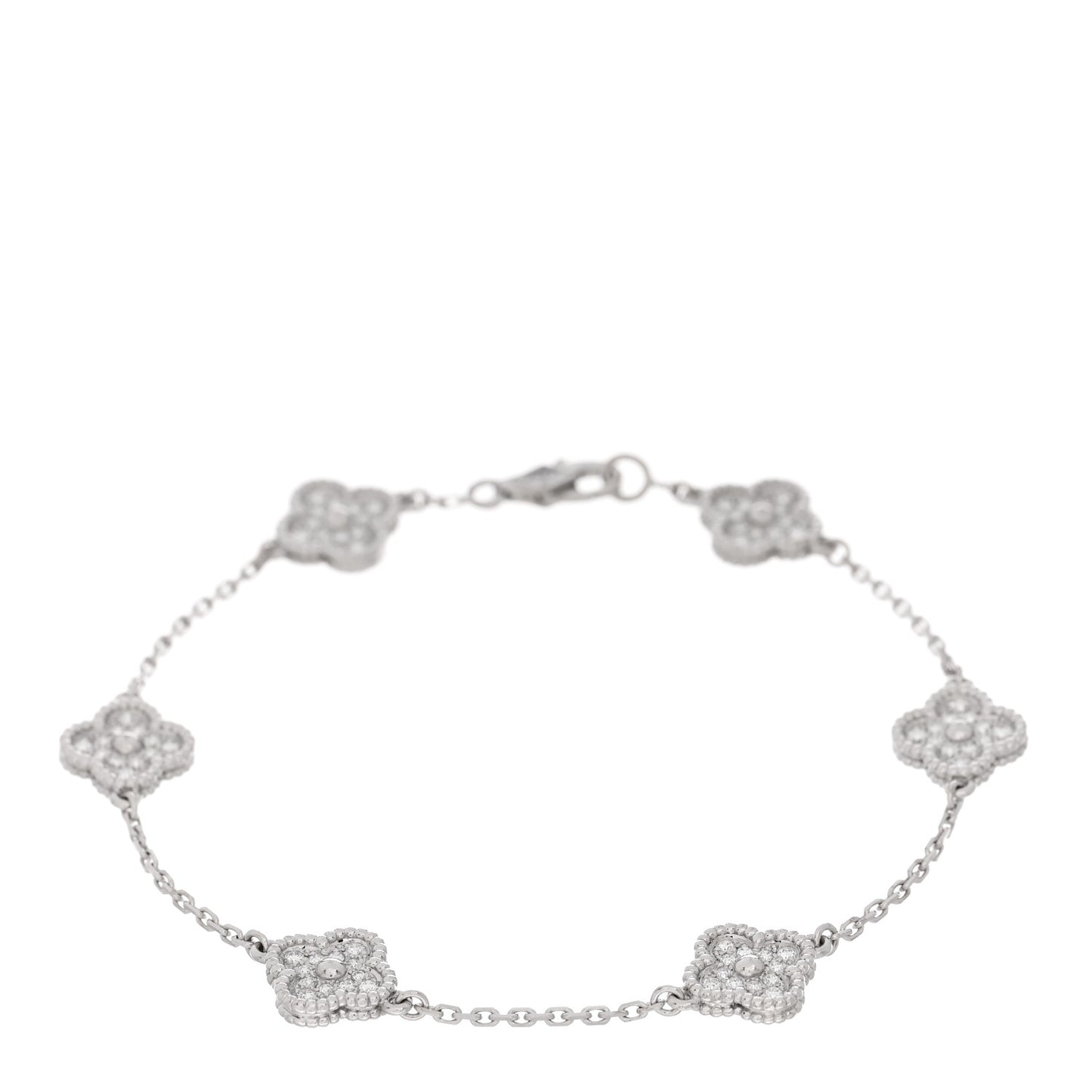 18K White Gold Diamond 6 Motifs Sweet Alhambra Bracelet