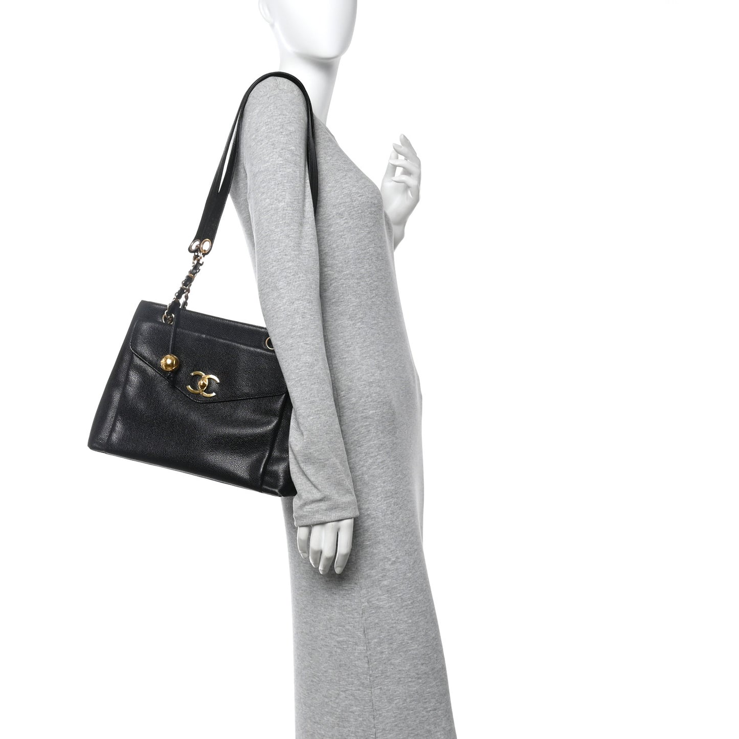 Caviar Flap Shoulder Bag Black