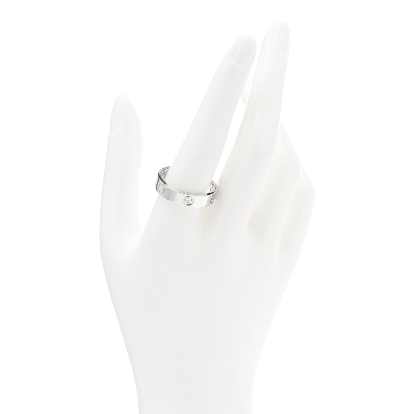 18K White Gold 3 Diamond 5.5mm LOVE Ring 64 10.75
