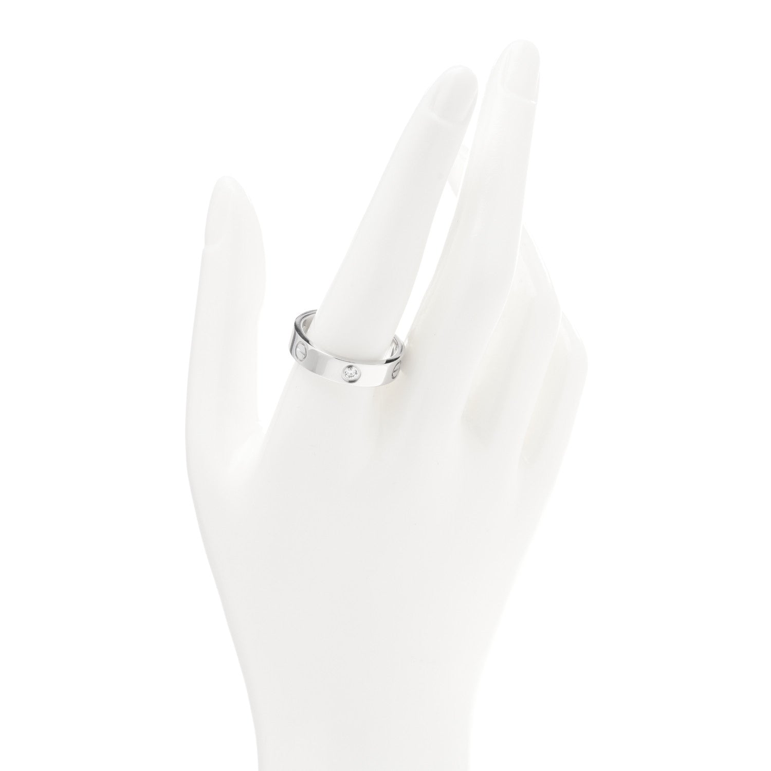 Cartier 18K White Gold 3 Diamond 5.5mm LOVE Ring 64 10.75 2 of 4