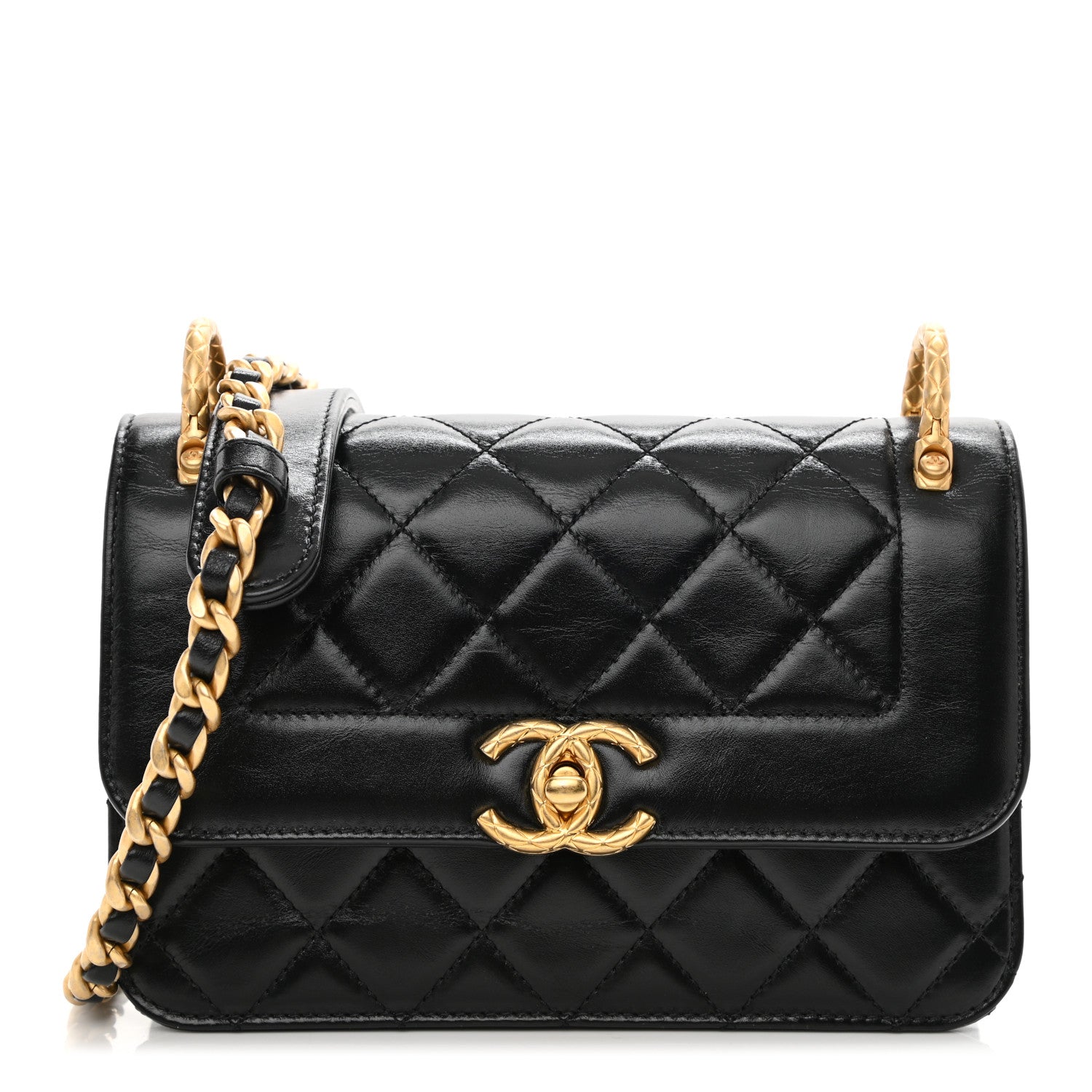 Chanel Calfskin Quilted Mini Coco Ring Flap Black 1 of 8