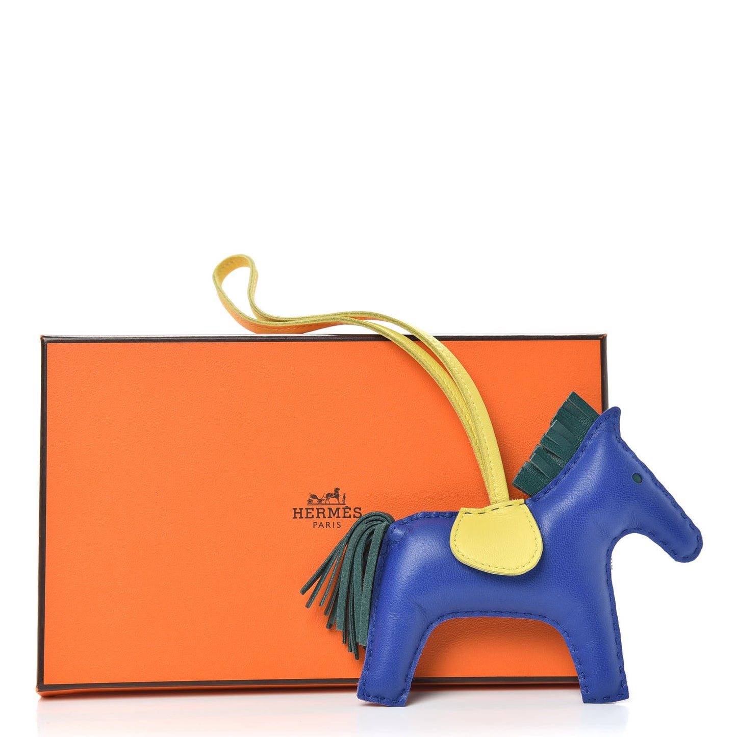 Milo Lambskin Grigri Rodeo Horse Bag Charm MM Bleu Electrique Malachite Lime