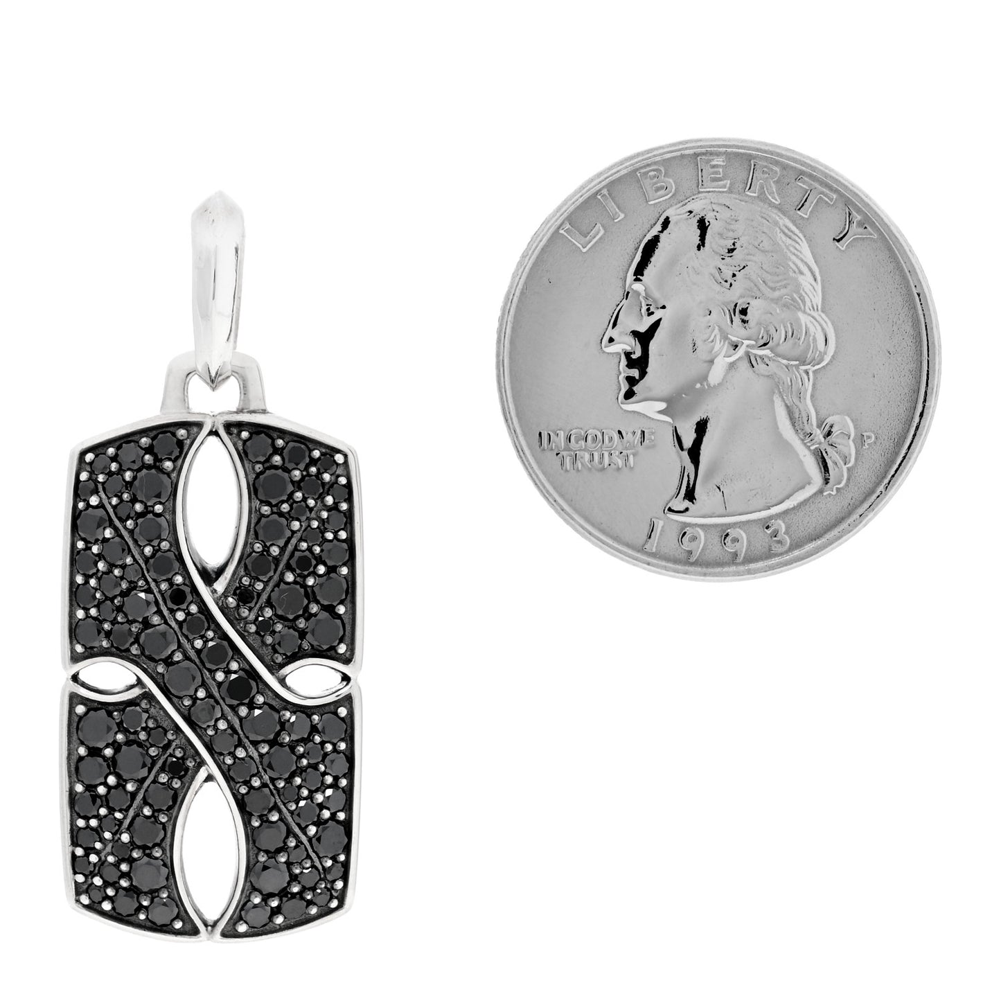 Sterling Silver Black Diamond Armory Tag Pendant