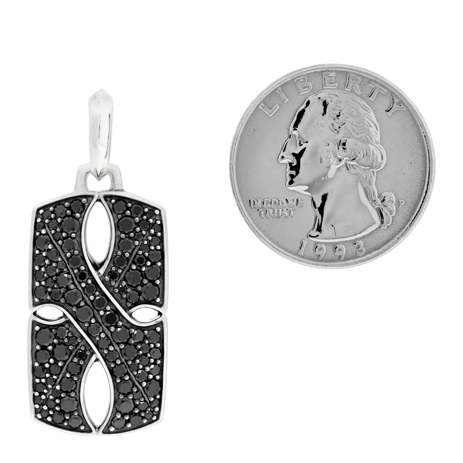 David Yurman Sterling Silver Black Diamond Armory Tag Pendant 2 of 3