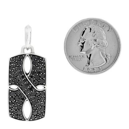 David Yurman Sterling Silver Black Diamond Armory Tag Pendant 2 of 3