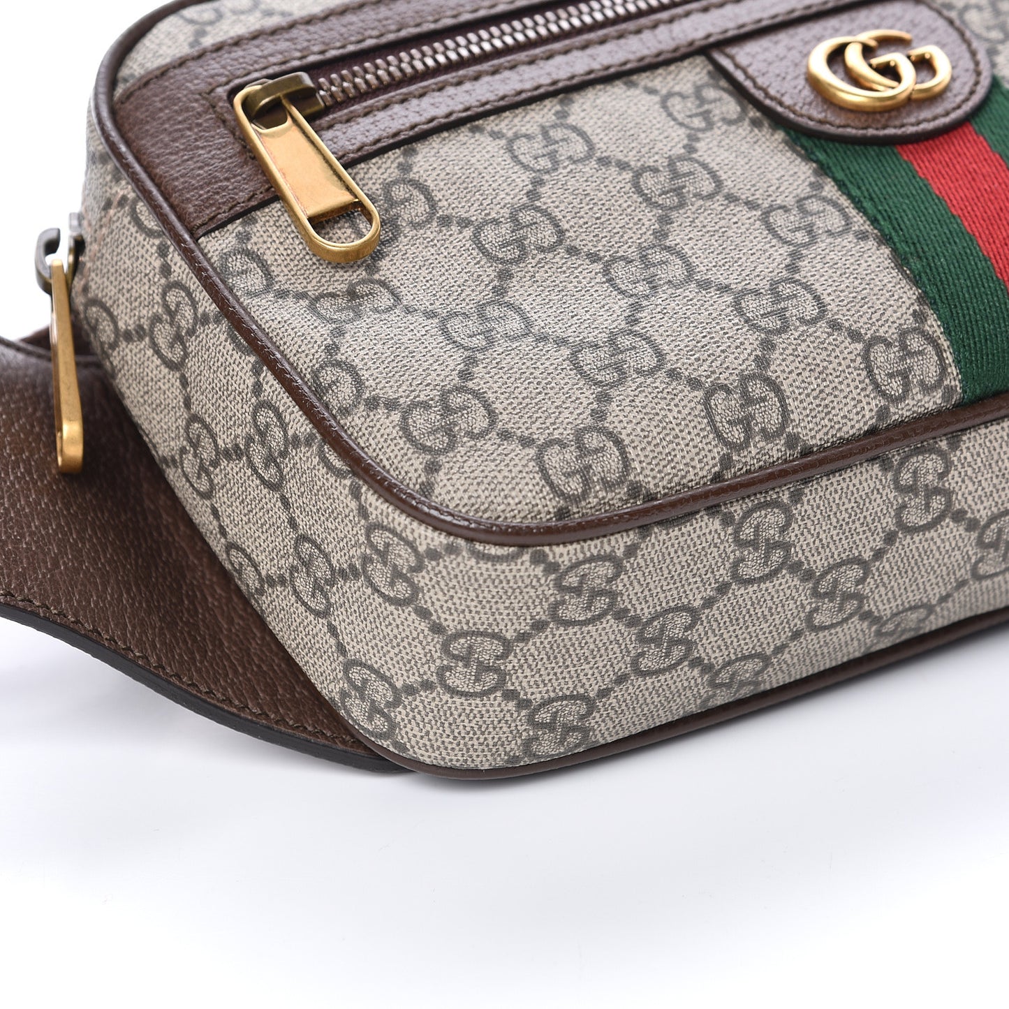 Soft GG Supreme Monogram Medium Ophidia Belt Bag Dark Brown