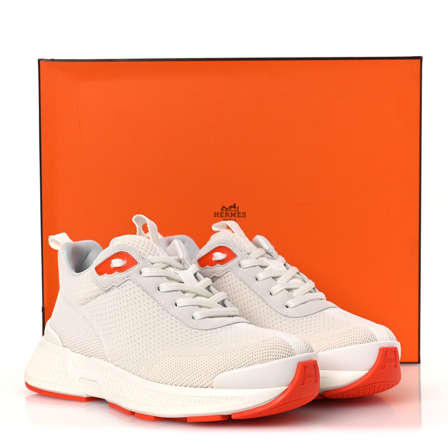 Hermes Technical Knit Suede Heros Sneakers 38 White 12 of 12